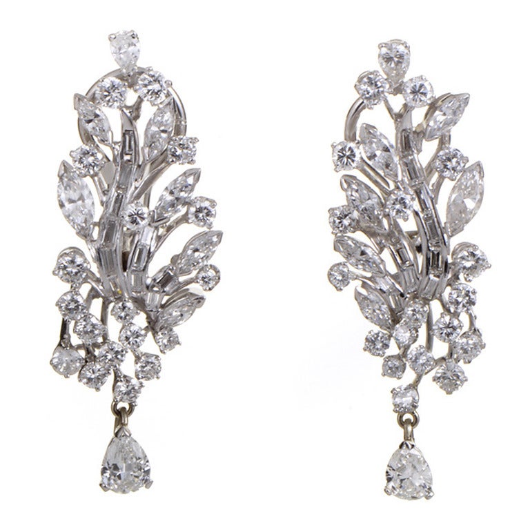 Diamond Platinum Branch Earrings