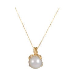 Tiffany & Co. Pearl Diamond Yellow Gold Pendant Necklace