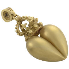 Kieselstein-Cord Yellow Gold Crown Heart Enhancer Pendant