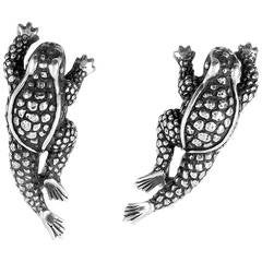 Kieselstein-Cord Silver Frog Clip-On Earrings