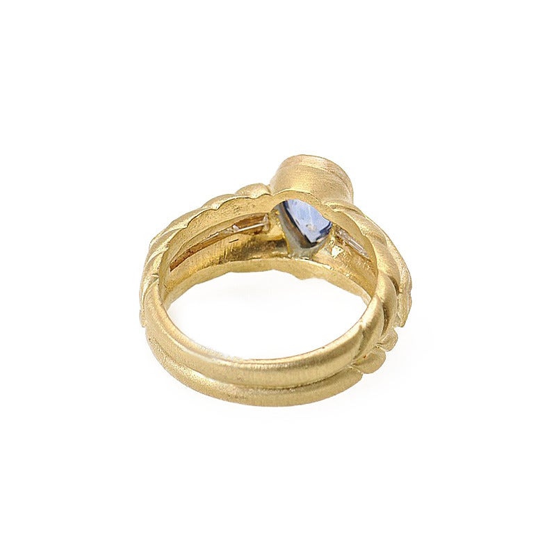 Judith Ripka Sapphire Diamond Yellow Gold Ring In New Condition In Southampton, PA