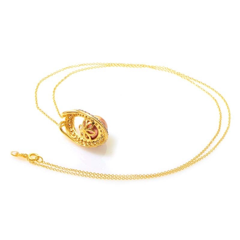 LeVian Brown Pearl Diamond Gold Pendant Necklace In New Condition In Southampton, PA
