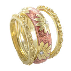 Hidalgo Diamond Yellow Gold Floral Ring Set