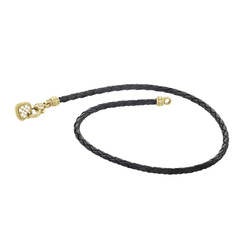 Judith Ripka Leather Cord Diamond Yellow Gold Heart Necklace