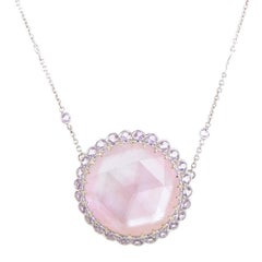 Laura Munder Pink Mother-of-Pearl Amethyst Gold Pendant Necklace