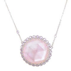 Laura Munder Pink Mother of Pearl Amethyst Gold Pendant Necklace 6