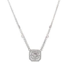 Leslie Greene Square Diamond White Gold Pendant Necklace