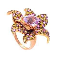 Le Vian Sapphire and Kunzite Rose Gold Flower Ring