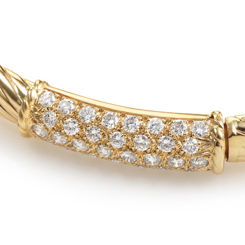 Van Cleef & Arpels Diamond Pave Gold Cable Bracelet In Excellent Condition In Southampton, PA