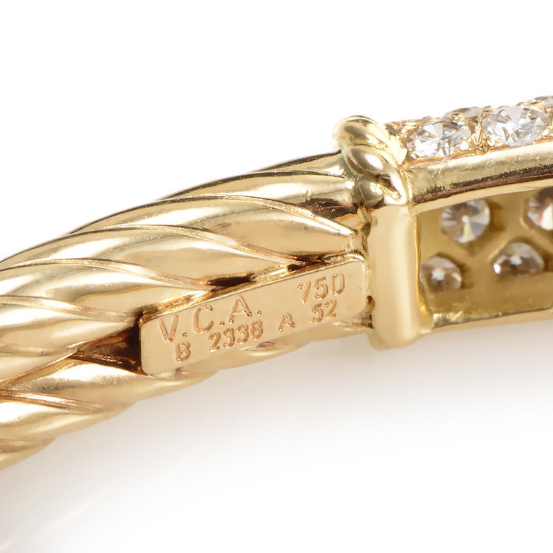 Women's Van Cleef & Arpels Diamond Pave Gold Cable Bracelet
