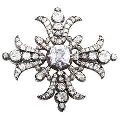 Victorian Diamond Silver Yellow Gold Brooch