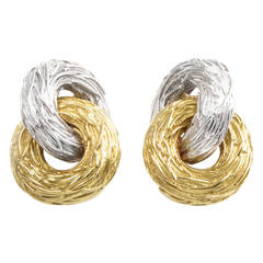 Vintage Pomellato Textured Multi-Gold Link Earrings