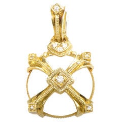 Judith Ripka White Quartz Diamond Yellow Gold Enhancer