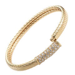 Van Cleef & Arpels Diamond Pave Gold Cable Bracelet