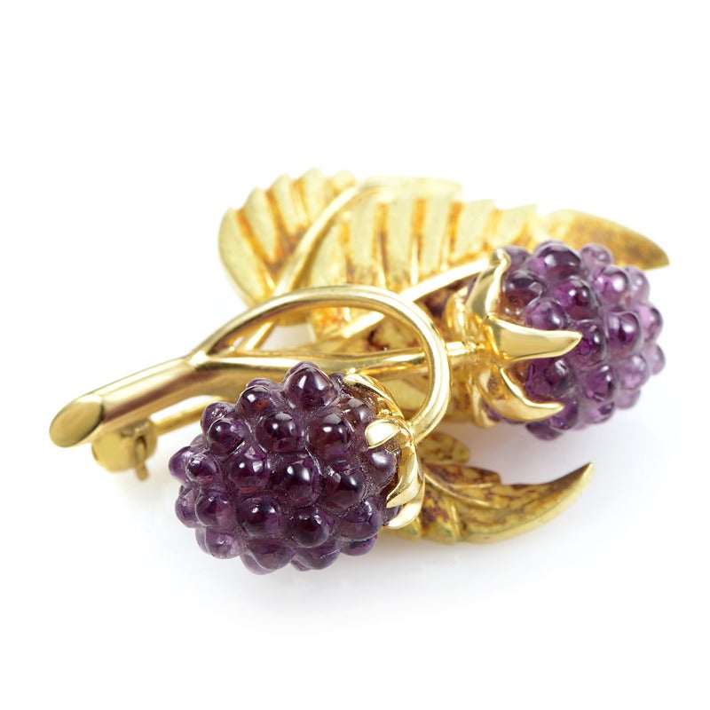 Tiffany & Co. Almandine Garnet Blackberry Gold Branch Brooch In Excellent Condition In Southampton, PA