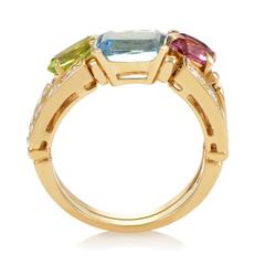 Bulgari Yellow Gold Diamond and Multi-colored Stone Ring