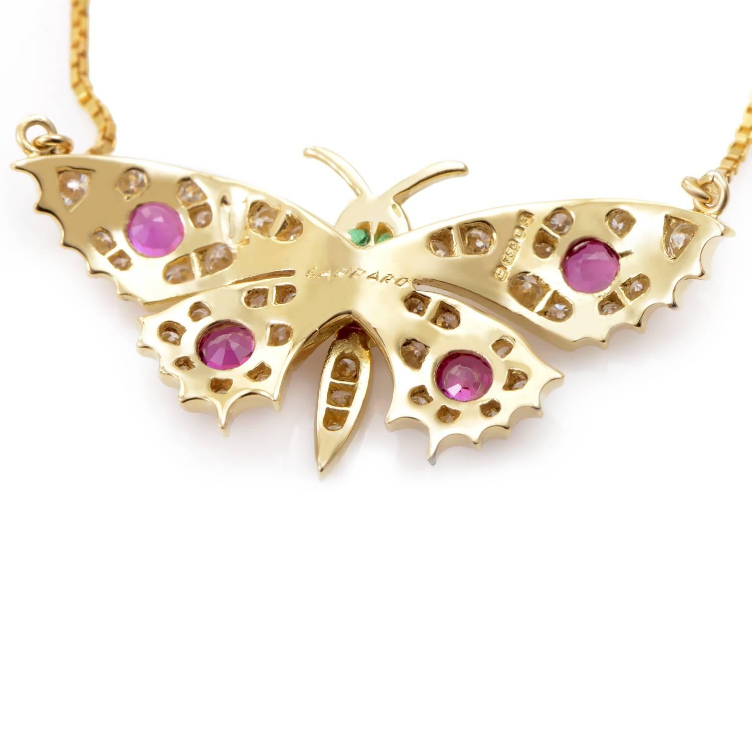 Women's Garrard Precious Gemstone Gold Butterfly Necklace