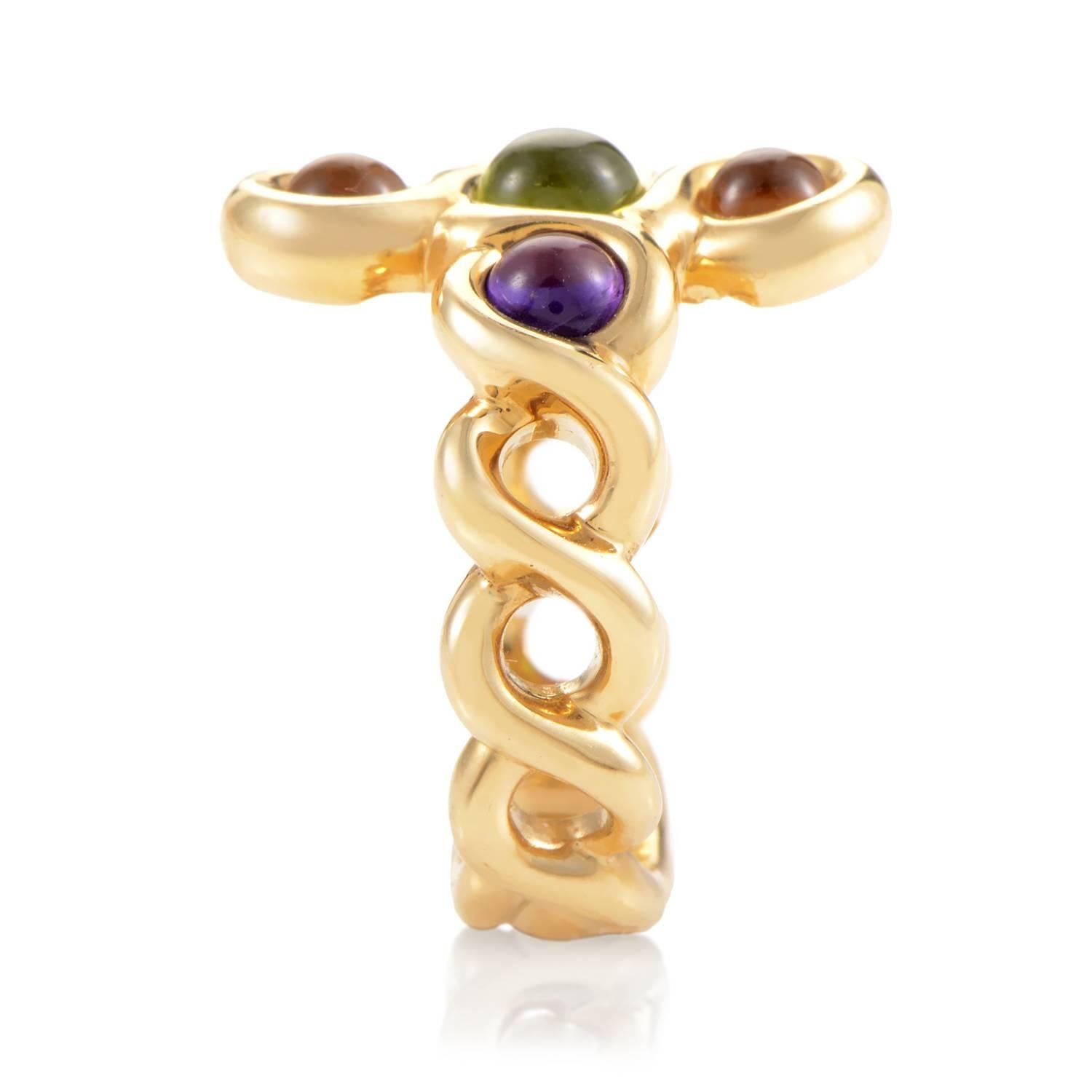 Chanel Multi-Gem Gold Ring In Excellent Condition In Southampton, PA