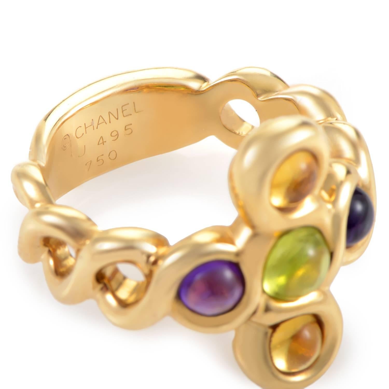 Women's Chanel Multi-Gem Gold Ring