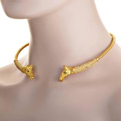 Emerald Diamond Gold Horse Collar Necklace
