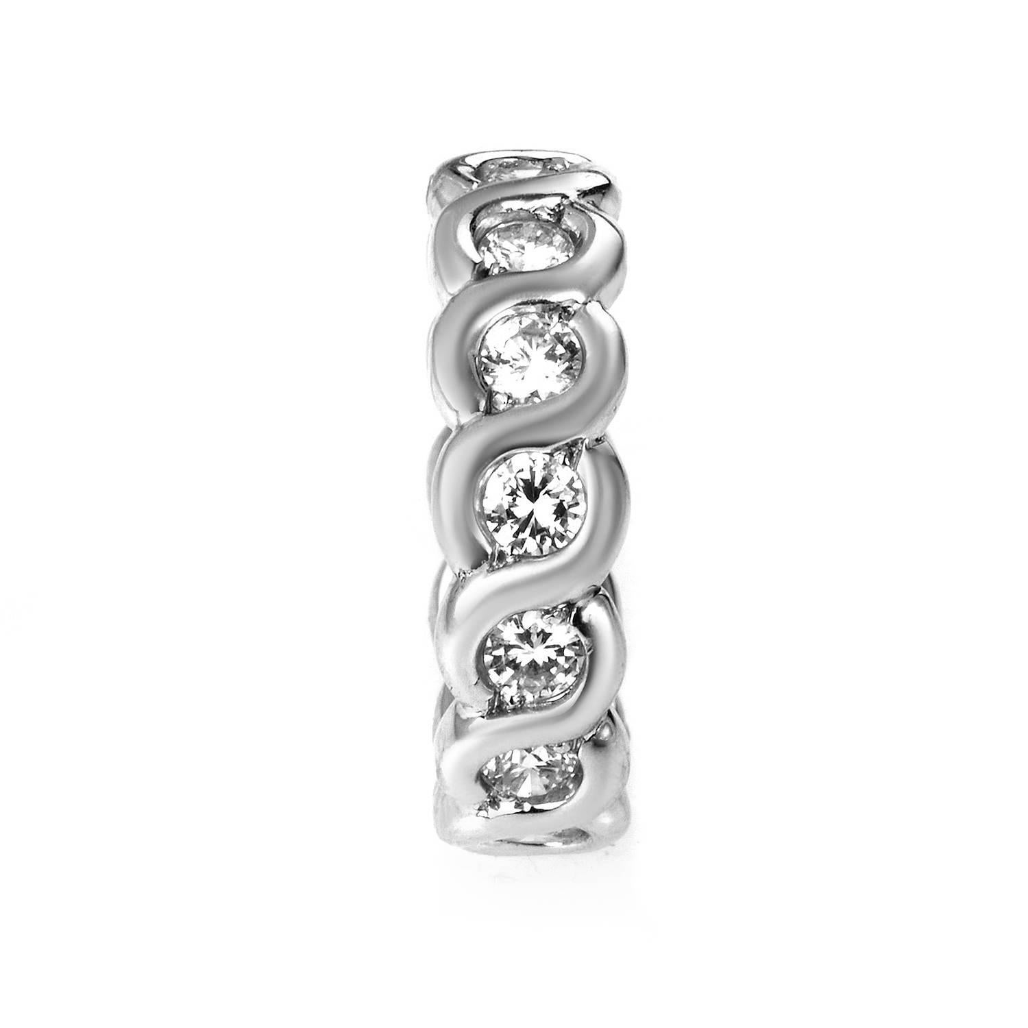 Van Cleef & Arpels White Gold Diamond Eternity Band Ring In Excellent Condition In Southampton, PA