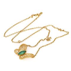 Van Cleef & Arpels Yellow Gold Diamond and Emerald Butterfly Necklace