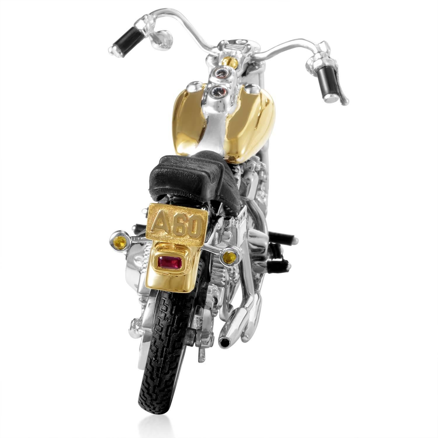 Harley Davidson Dyna Low Rider, chevalet en argent sterling et or, 1999 Pour hommes en vente