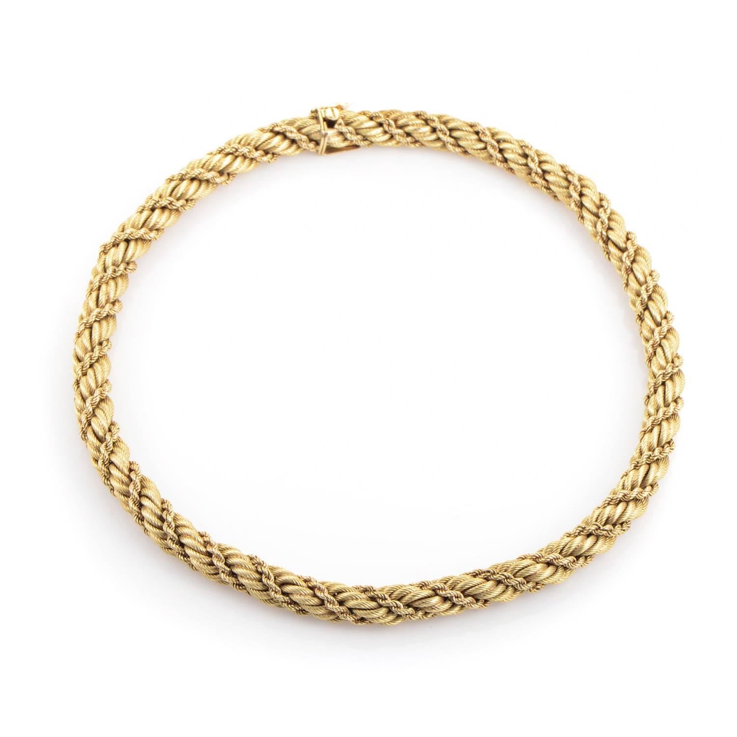 Tiffany & Co. Yellow Gold Rope Collar Necklace In Excellent Condition In Southampton, PA
