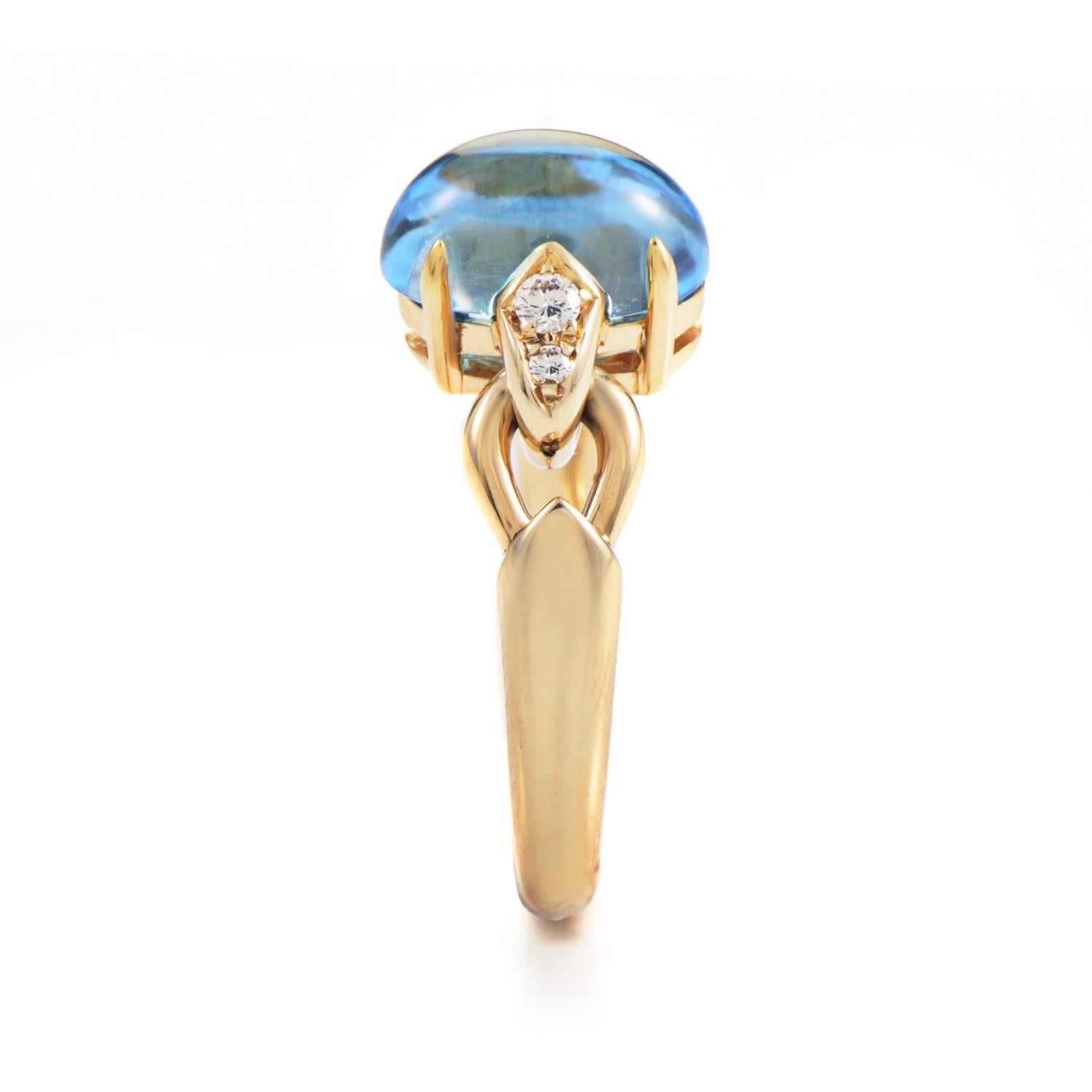 Bulgari Yellow Gold Diamond and Topaz Ring In Excellent Condition In Southampton, PA