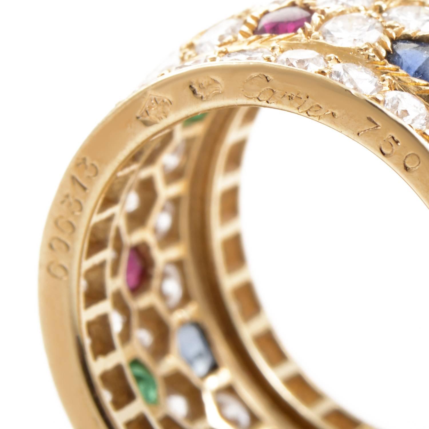 Women's Cartier Panthere Multi-Stone Diamond Gold Ring