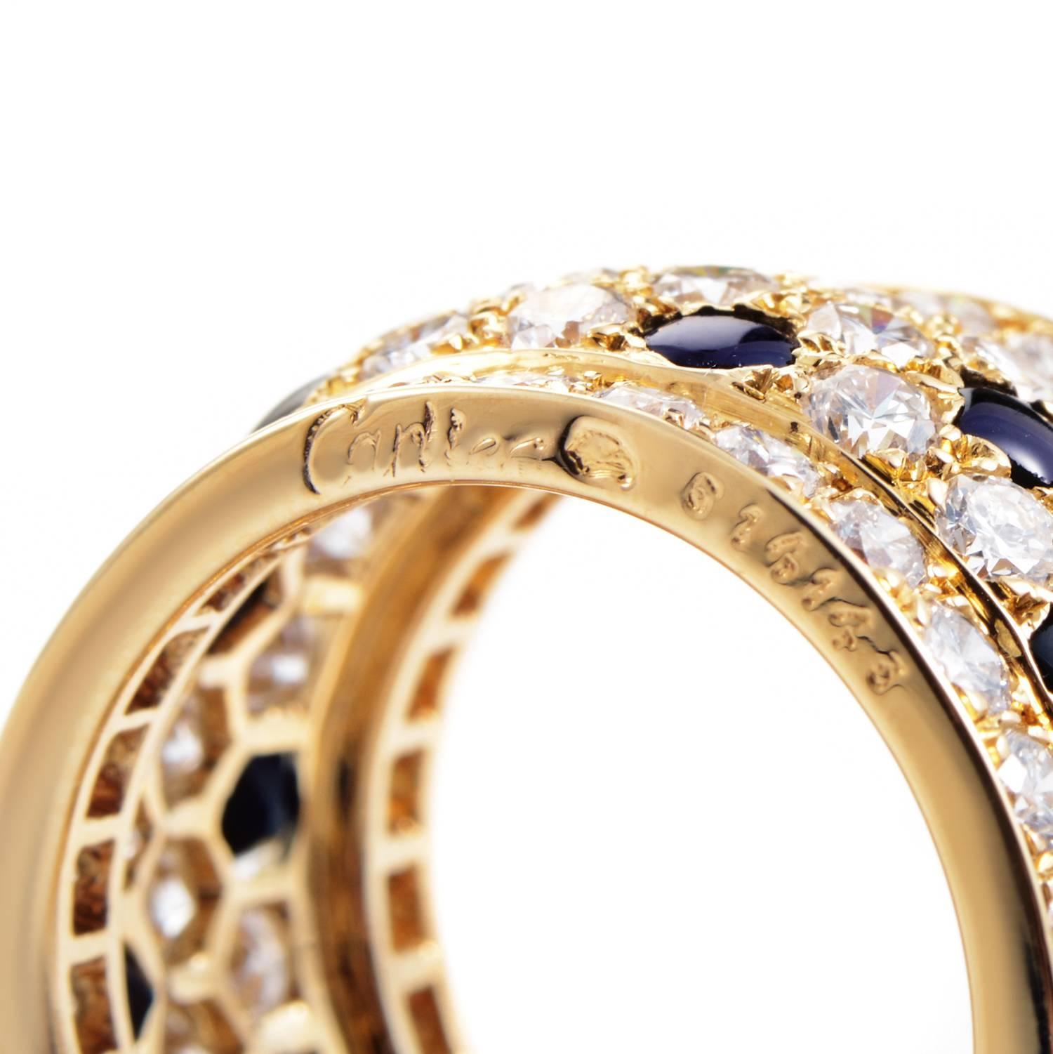 Women's Cartier Panthere Diamond Onyx Band Ring