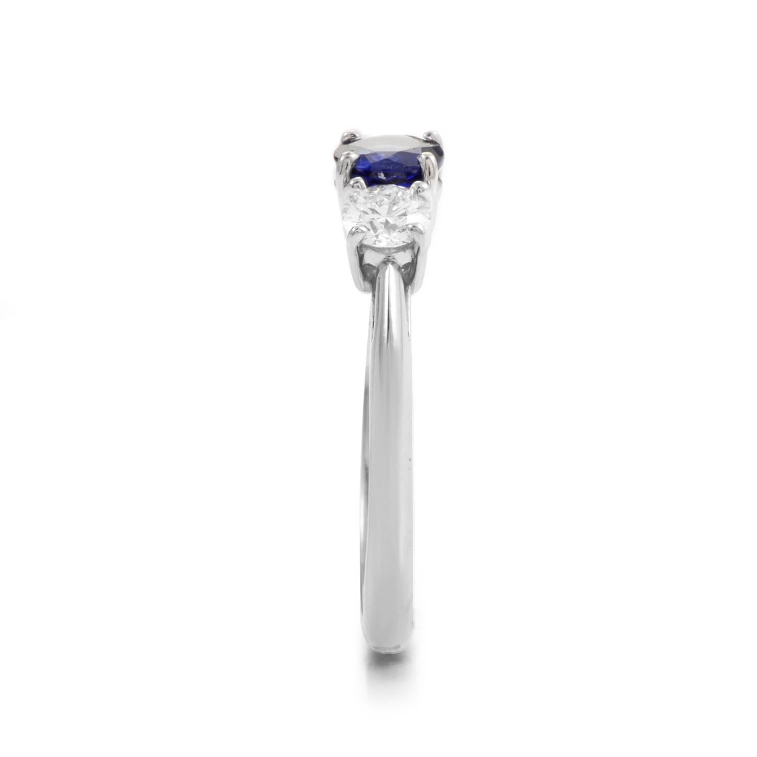 Tiffany & Co. Sapphire Diamond Platinum Ring In Excellent Condition In Southampton, PA