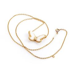 Van Cleef & Arpels Agate Diamond Gold Butterfly Necklace