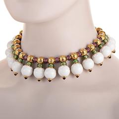 Bulgari Chandra Yellow Gold Gemstone Collar Necklace