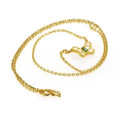 Van Cleef & Arpels Petite Emerald Diamond Gold Butterfly Necklace