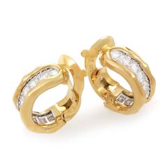 Van Cleef & Arpels Multi-Tone Gold Diamond Huggie Earrings