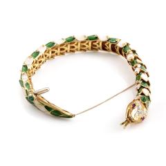 Enamel Precious Gemstone Gold Snake Bracelet