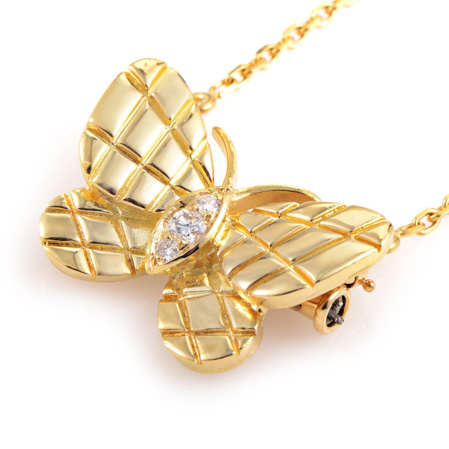 Women's Van Cleef & Arpels Diamond Gold Butterfly Pendant Necklace