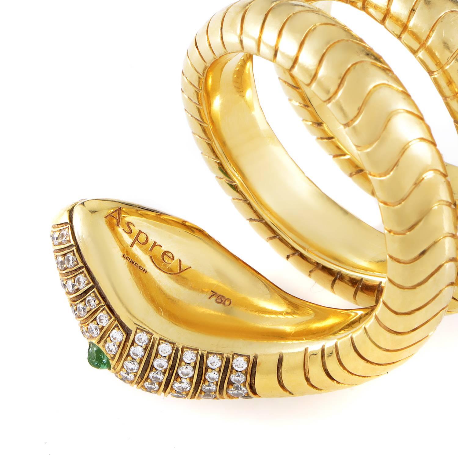 Asprey Emerald Diamond Gold Snake Ring  1