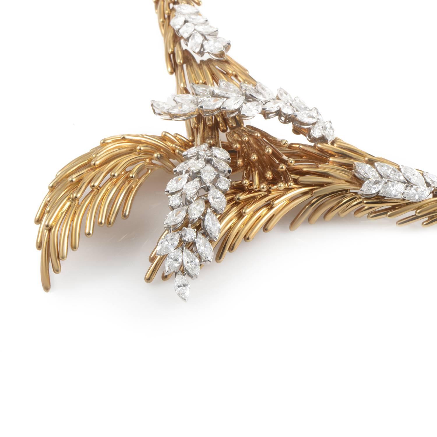 Spritzer & Furman Diamond Two Color Gold Necklace In Excellent Condition In Southampton, PA