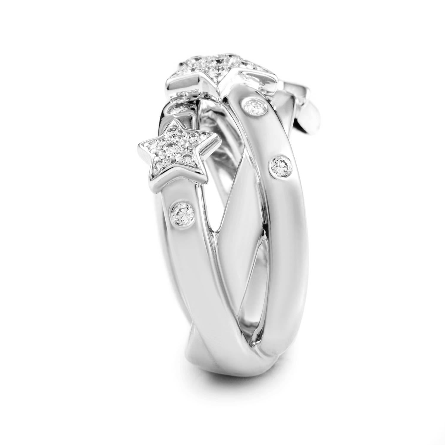 Chanel Comete Diamond Gold Band Ring In Excellent Condition In Southampton, PA