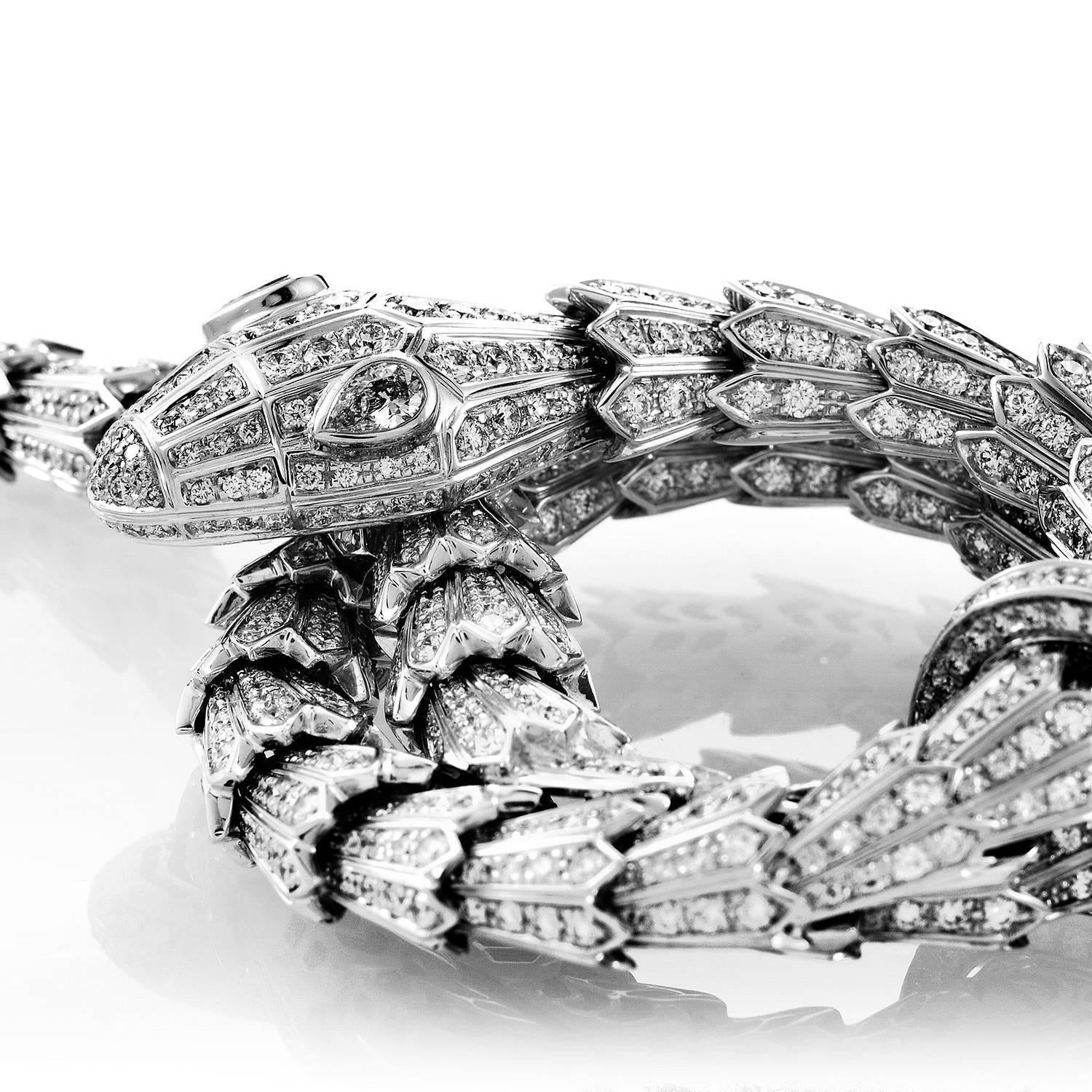 Bulgari Serpenti Diamond Gold Large Snake Pendant Necklace at 1stdibs