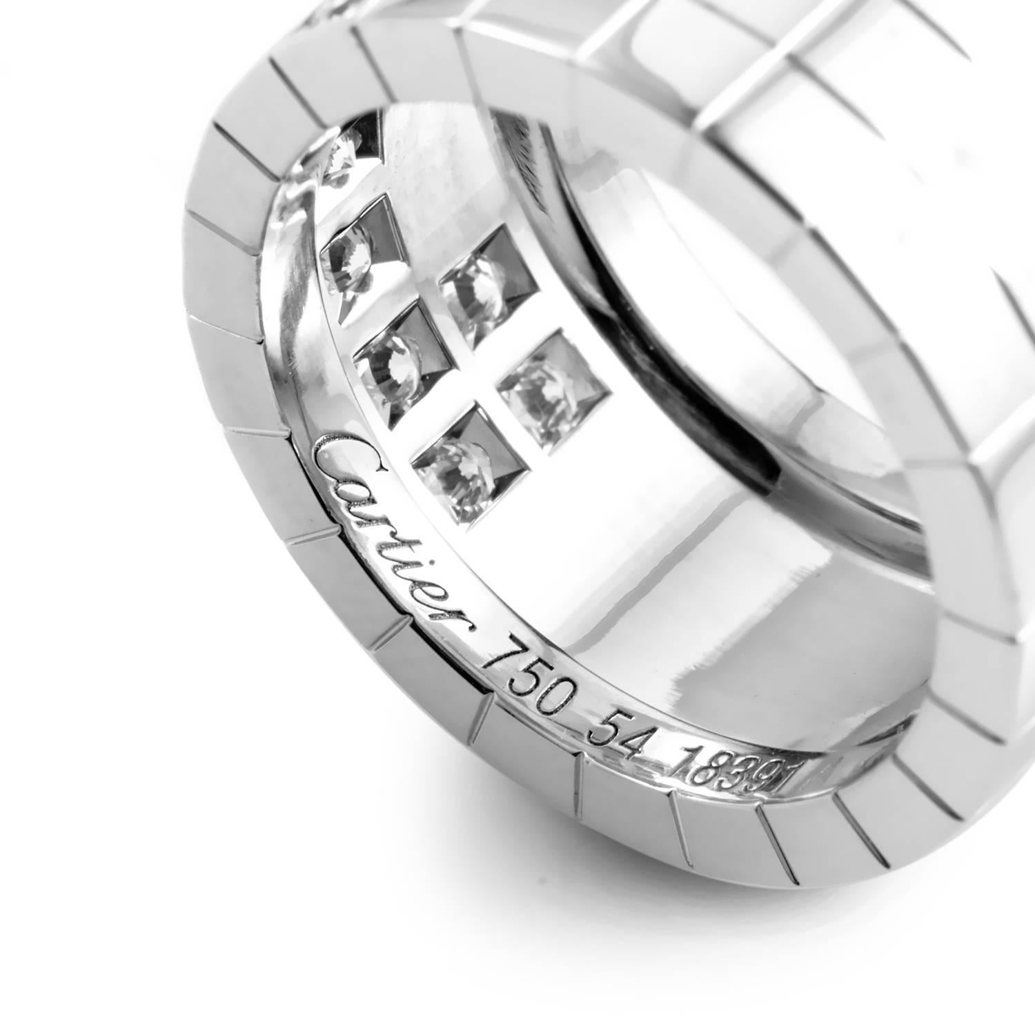 Women's Cartier Lanieres Wide Diamond Gold Band Ring