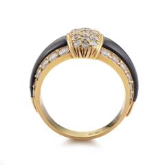 Van Cleef & Arpels Black Mother-of-Pearl Diamond Gold Band Ring