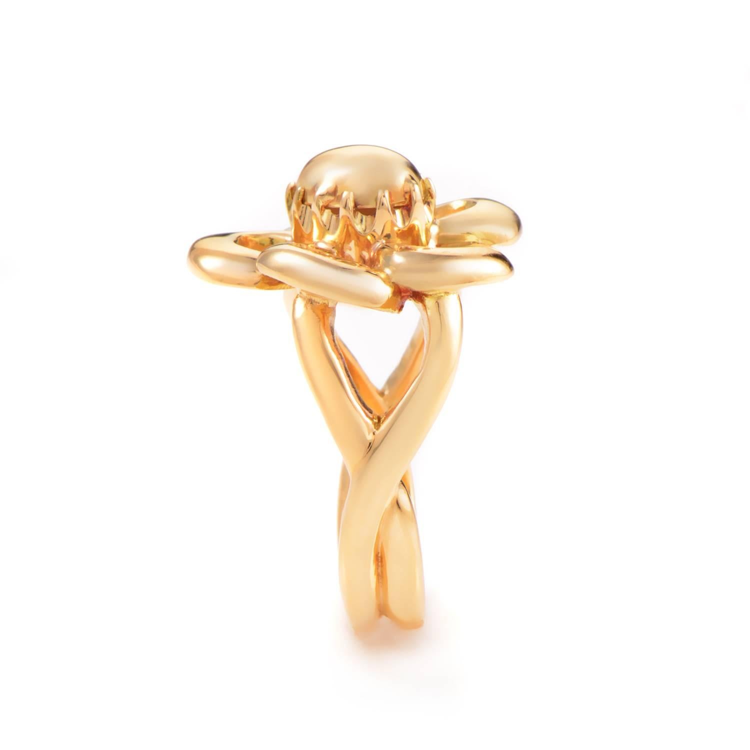 Hermes Gold Flower Ring In Excellent Condition In Southampton, PA