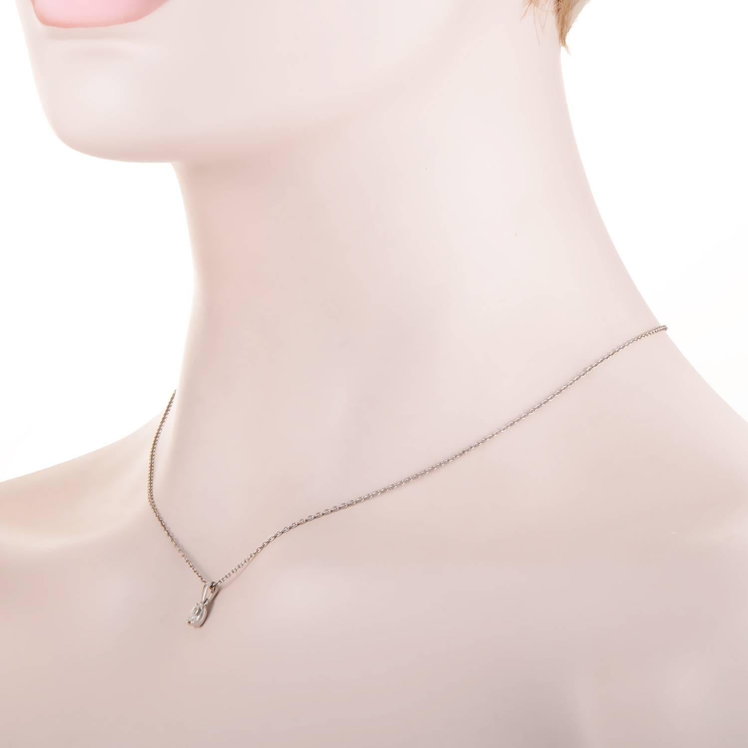 Frank Muller create iconic watches, and have refined examples of beauty in their jewelry line. This delicately sophisticated necklace is no exception. The chain and pendant setting are made of crisp 18K white gold that elegantly presents an oval cut