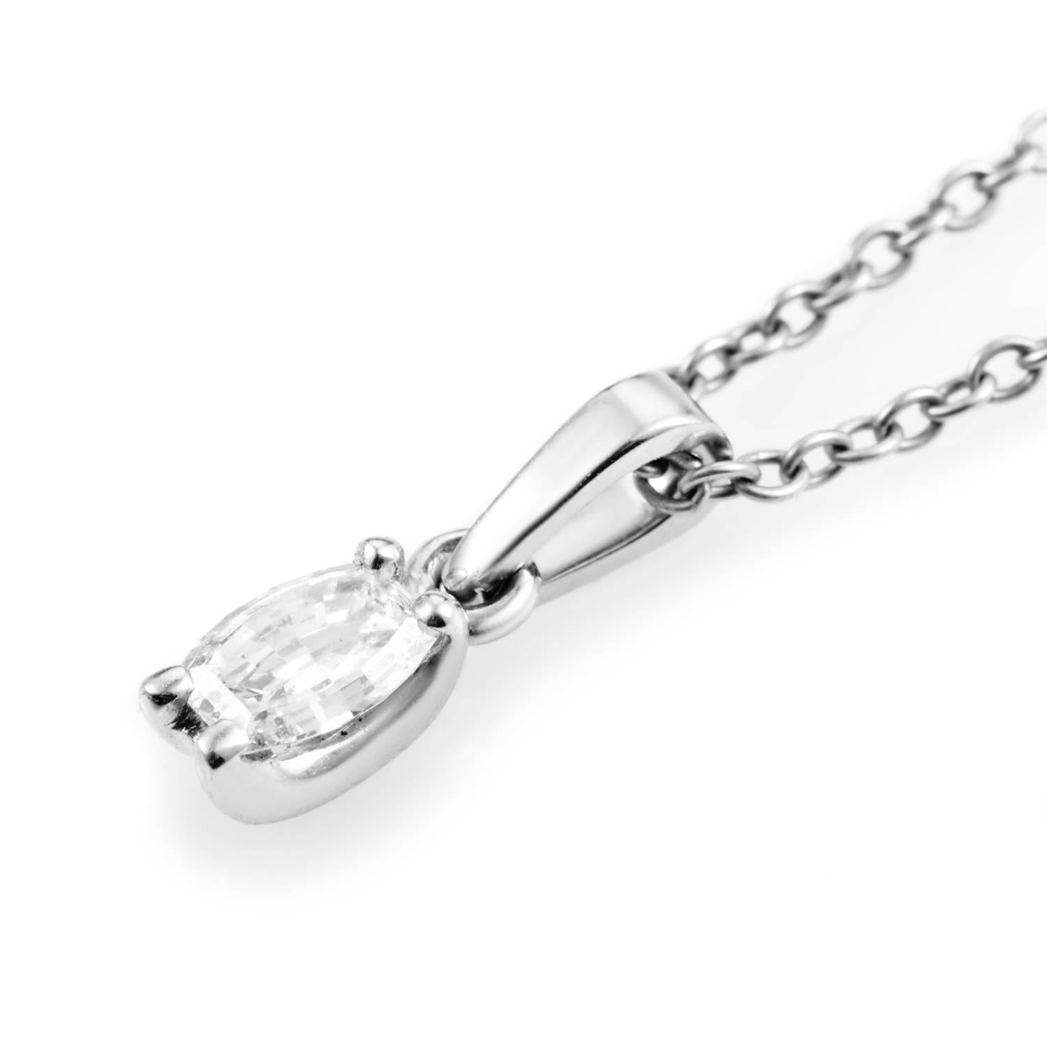 Franck Muller Diamond White Gold Solitaire Pendant Necklace In Excellent Condition In Southampton, PA
