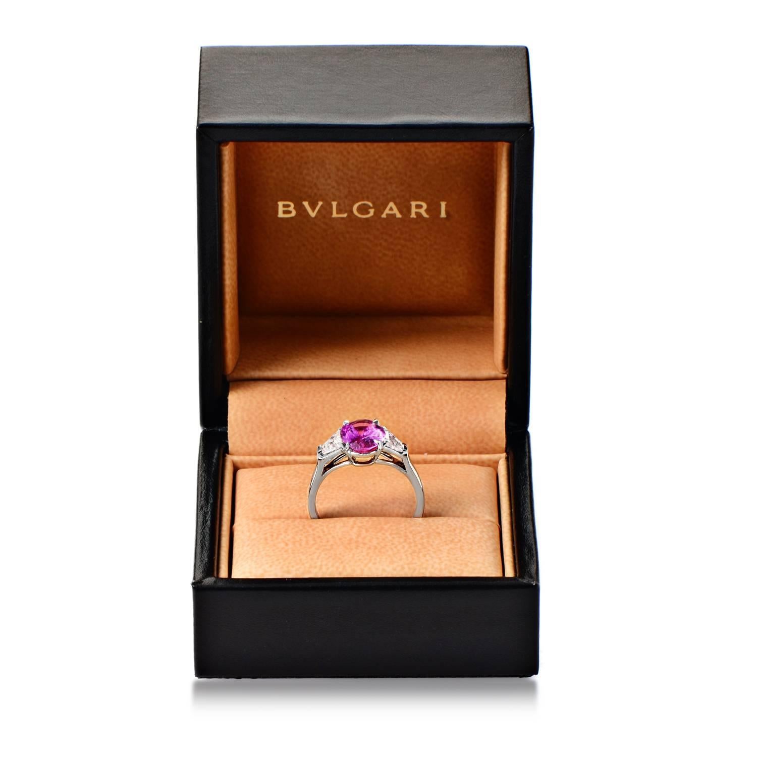 Bulgari Burma Pink Sapphire Diamond Ring In Excellent Condition In Southampton, PA