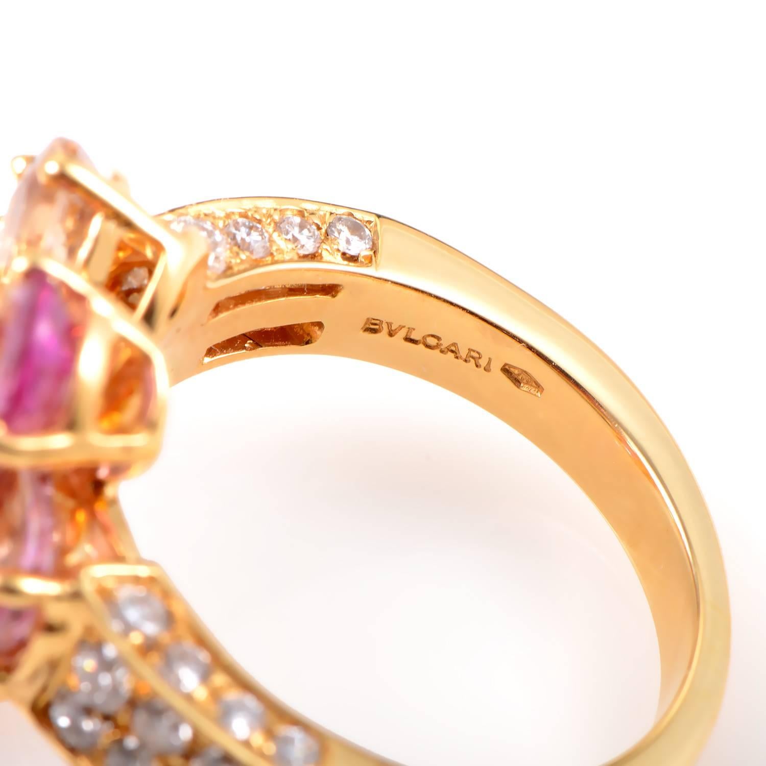 Women's Bulgari Sapphire Diamond Gold Petal Ring