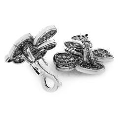 Van Cleef & Arpels Large Cosmos Diamond Pave Gold Earrings